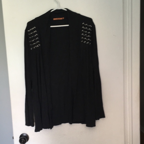 Dark gray open sweater. - Picture 3 of 5